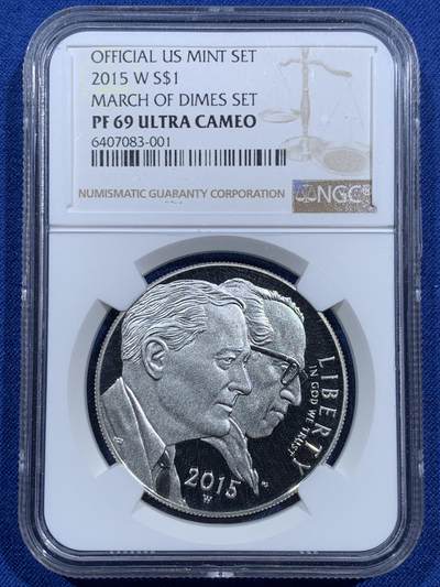 《竞宝斋》第473场 周日，周一 2场连拍 （全场包邮）欢迎送拍 - NGC PF69UC 美国2015年畸形儿基金会沙克疫苗研制成功60周年，西点造币厂发行，克劳斯获奖币