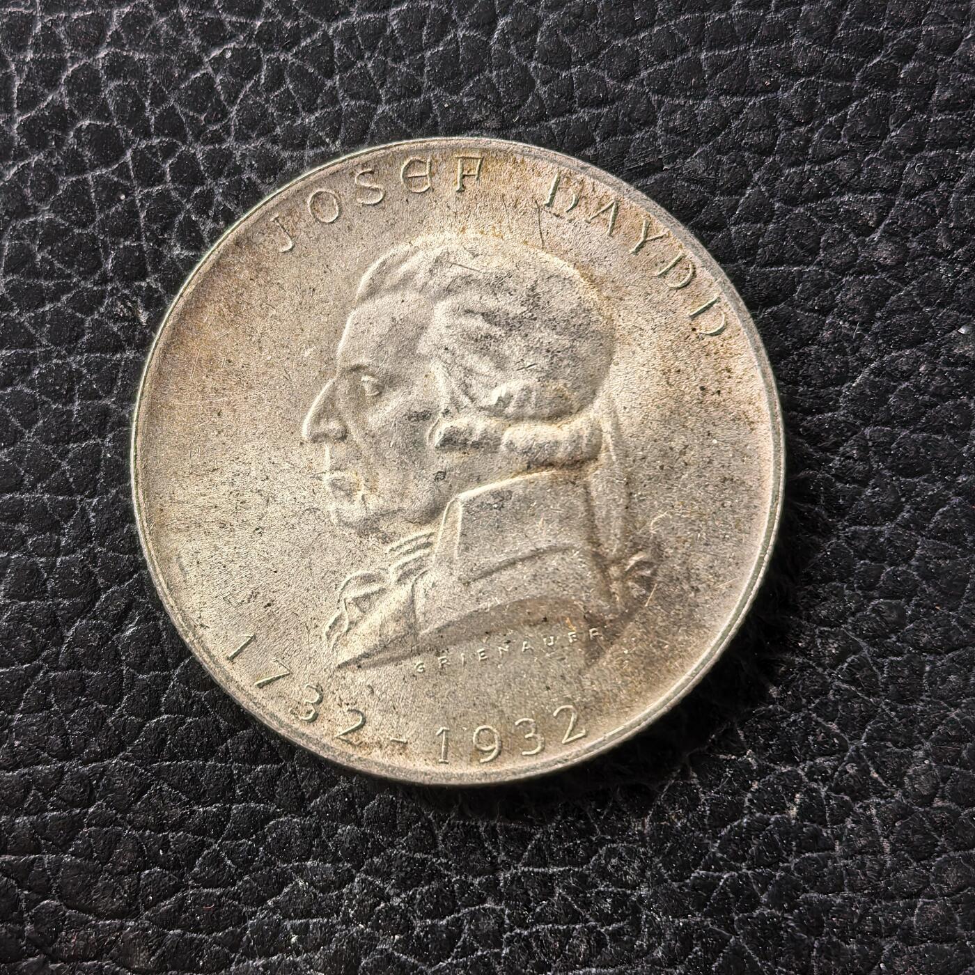 道一币馆币章第一百七十一场 奥地利1932年作曲家约瑟夫·海顿诞辰200周年2先令银币  12g 640s