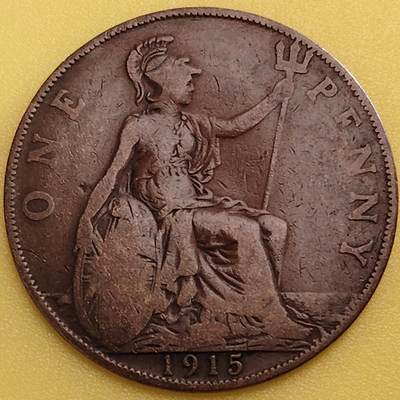 布加迪🐬～世界钱币(上海)🌾第 282 期 /  各国套币和散币 - 英国🇬🇧 1915年 1便士 乔治五世