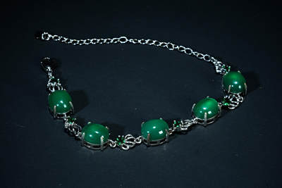 上海都达杂项专场五十八【全场包邮】  - 天然绿玛瑙蛋面手链93-95