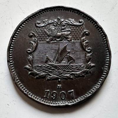 🌹外币初藏🌹🐯2026年第34场   每周二四六晚8️⃣点 接代拍 - 英属北婆罗洲1907年洋元半分铜币 少见高品