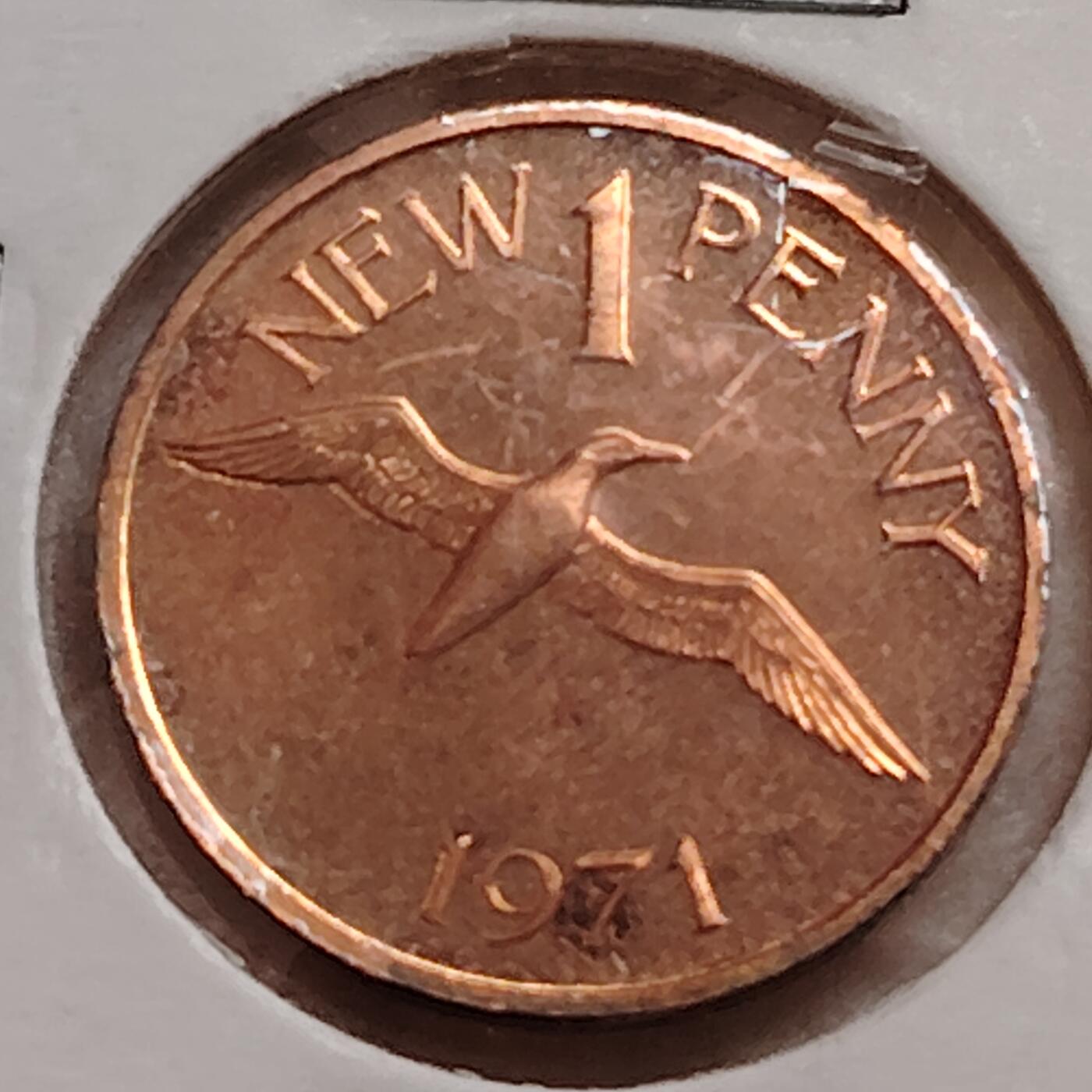 布加迪🐬～世界钱币(上海)🌾第 282 期 /  各国套币和散币 根西岛 1971年 1便士 