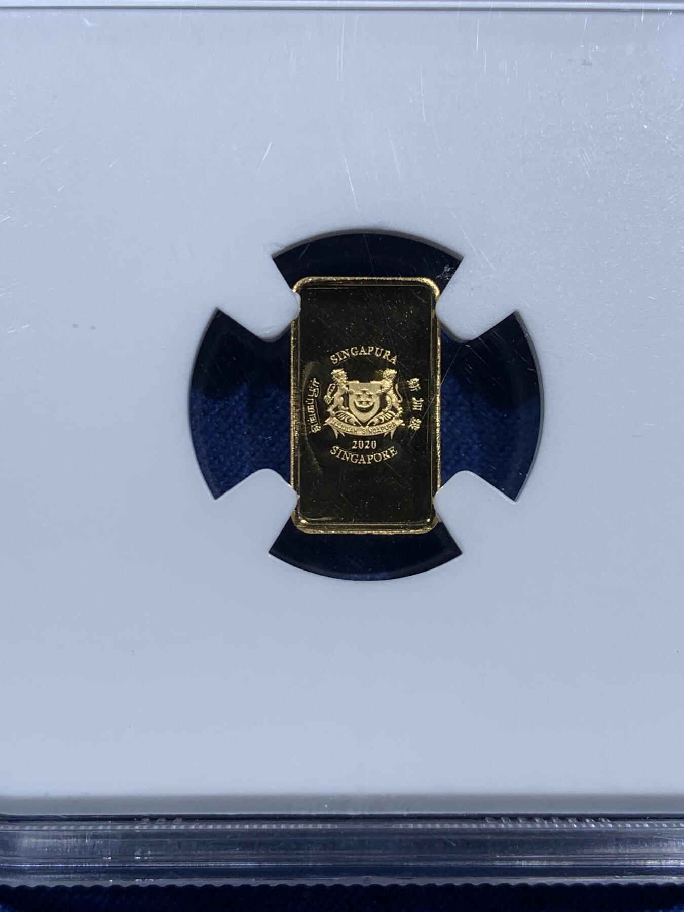 《竞宝斋》第473场 周日，周一 2场连拍 （全场包邮）欢迎送拍 NGC PF69UC 新加坡2020年鼠年5元纯金币 1克9999金 最大发行量3000枚