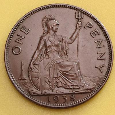 布加迪🐬～世界钱币(上海)🌾第 282 期 /  各国套币和散币 - 英国🇬🇧 1938年 1便士 乔治六世