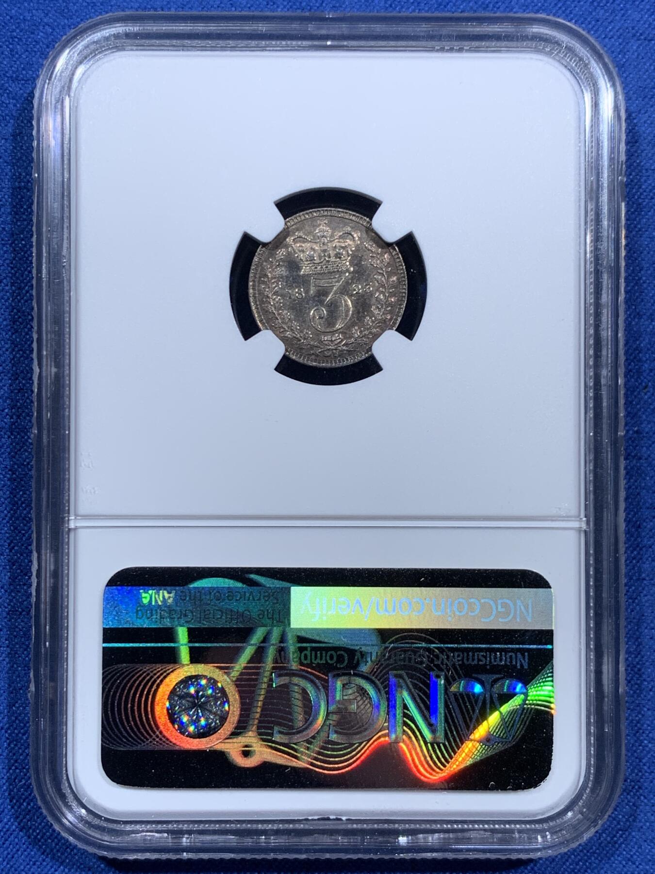 《竞宝斋》第473场 周日，周一 2场连拍 （全场包邮）欢迎送拍 四枚一组 NGC UNCD-MS62 英国1823年乔治四世濯足币 1-4便士银币