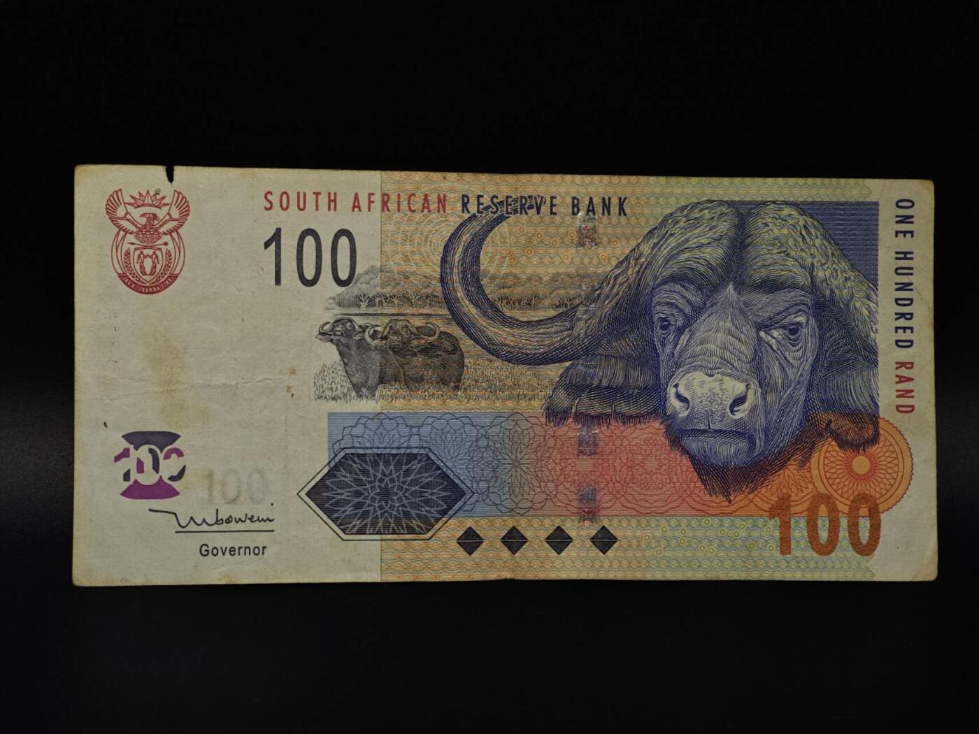  【淘币小摊】限时拍第八百八十四拍   纸币场    每周一统一发货 南非100兰德纸币【有折】