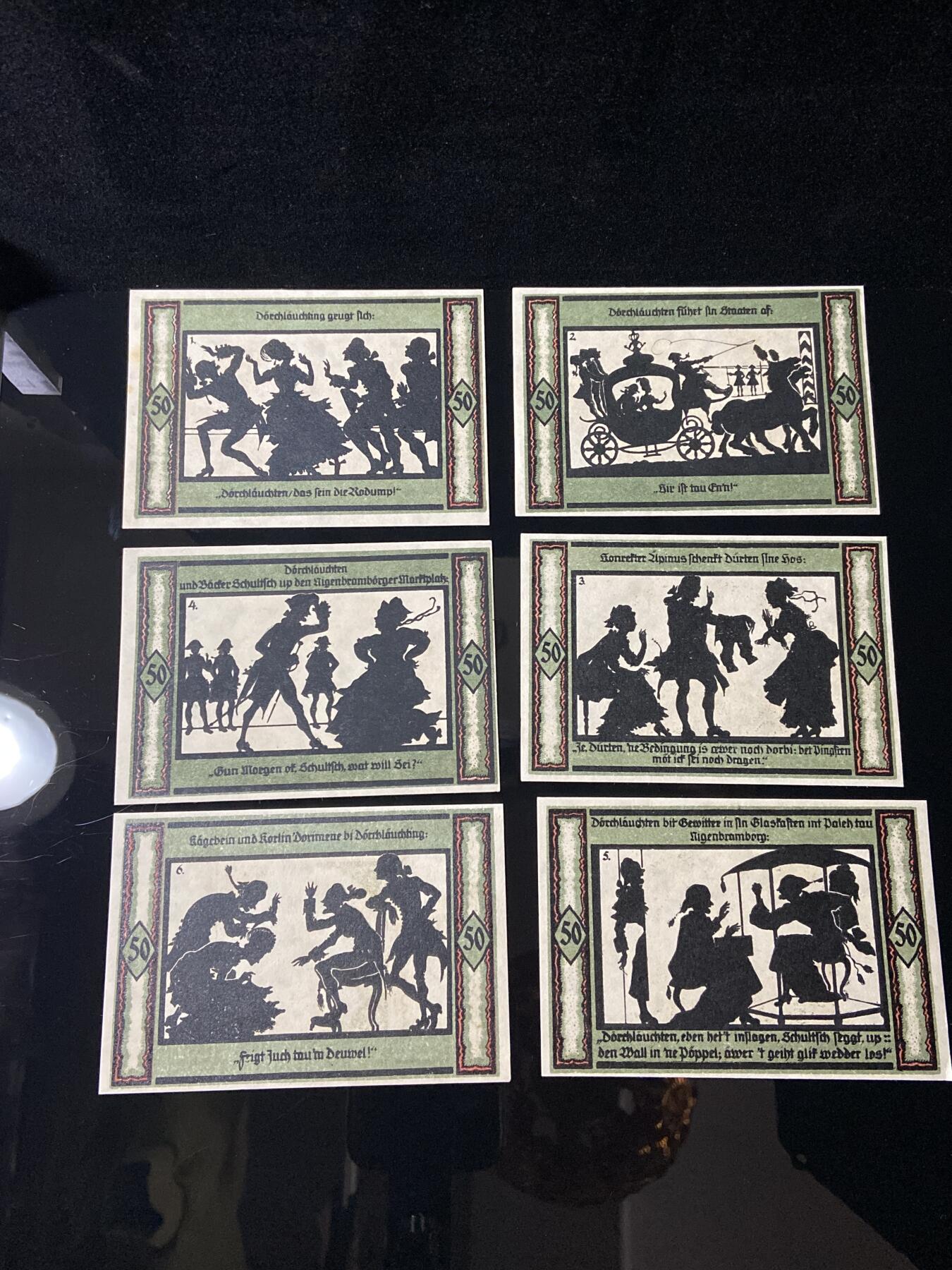 2026年第三十七场(总第二百零六场）德紧纸币特拍场(佣金3%，最低1元) 德紧纸币–德国诺伊弗赖堡（Neufreiburg，今波兰希维博日什Swiebodzice）50芬妮六枚套票