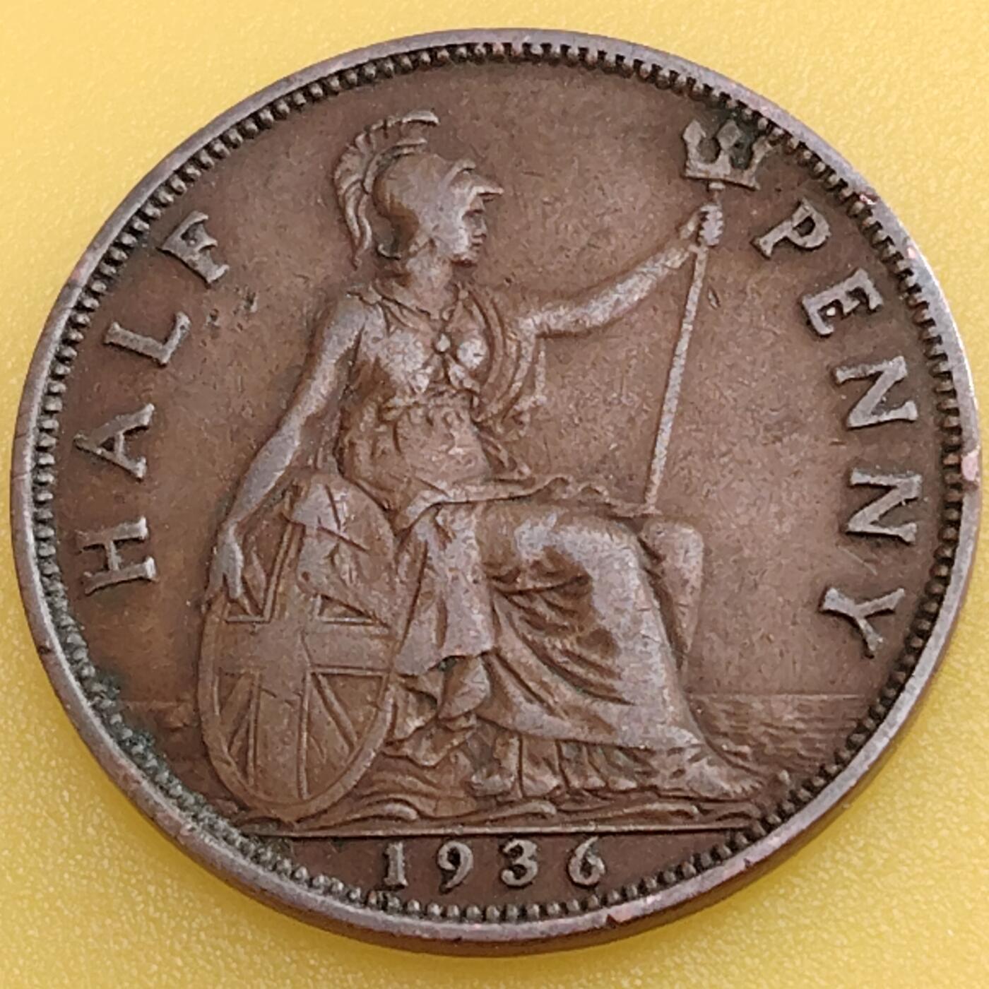 布加迪🐬～世界钱币(上海)🌾第 282 期 /  各国套币和散币 英国🇬🇧 1936年 1/2便士 乔治五世