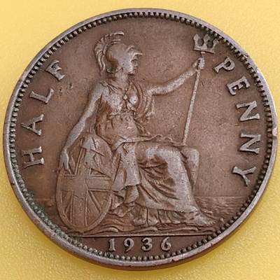 布加迪🐬～世界钱币(上海)🌾第 282 期 /  各国套币和散币 - 英国🇬🇧 1936年 1/2便士 乔治五世