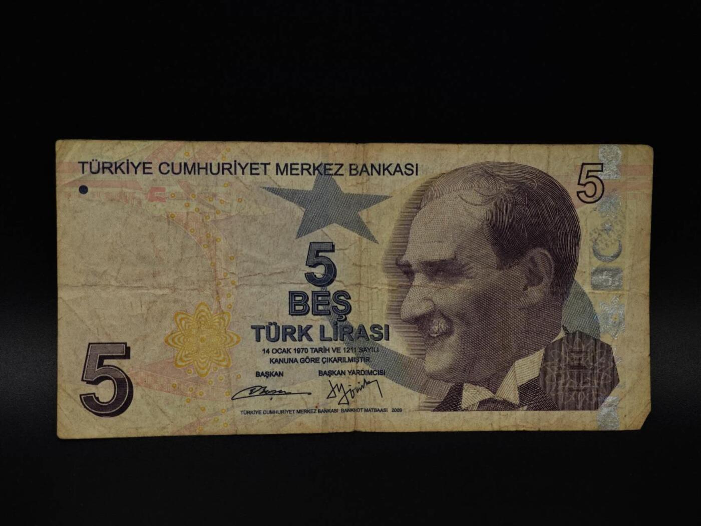  【淘币小摊】限时拍第八百八十四拍   纸币场    每周一统一发货 土耳其5里拉纸币【有折】