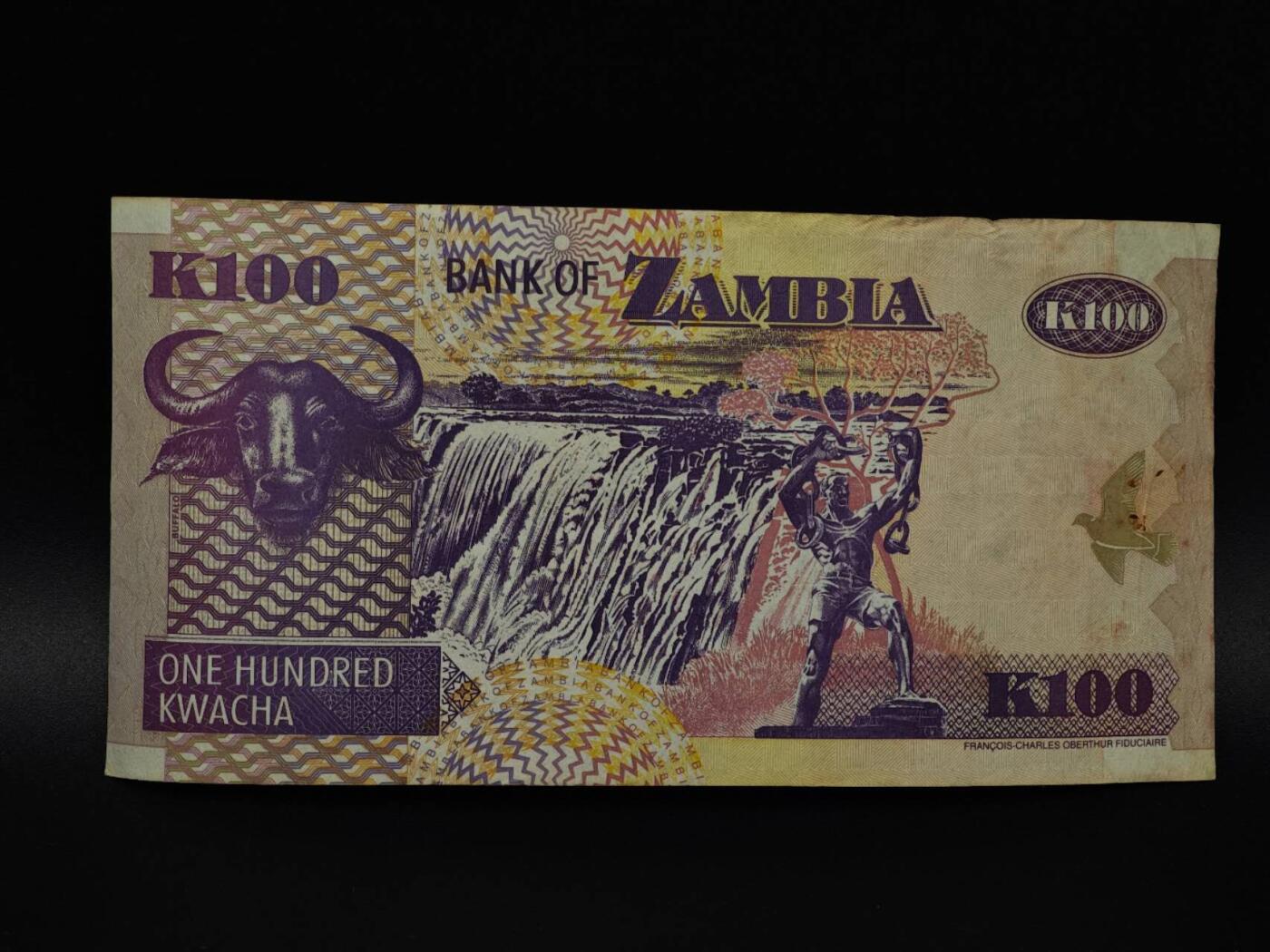  【淘币小摊】限时拍第八百八十四拍   纸币场    每周一统一发货 赞比亚100克瓦查纸币【有折】