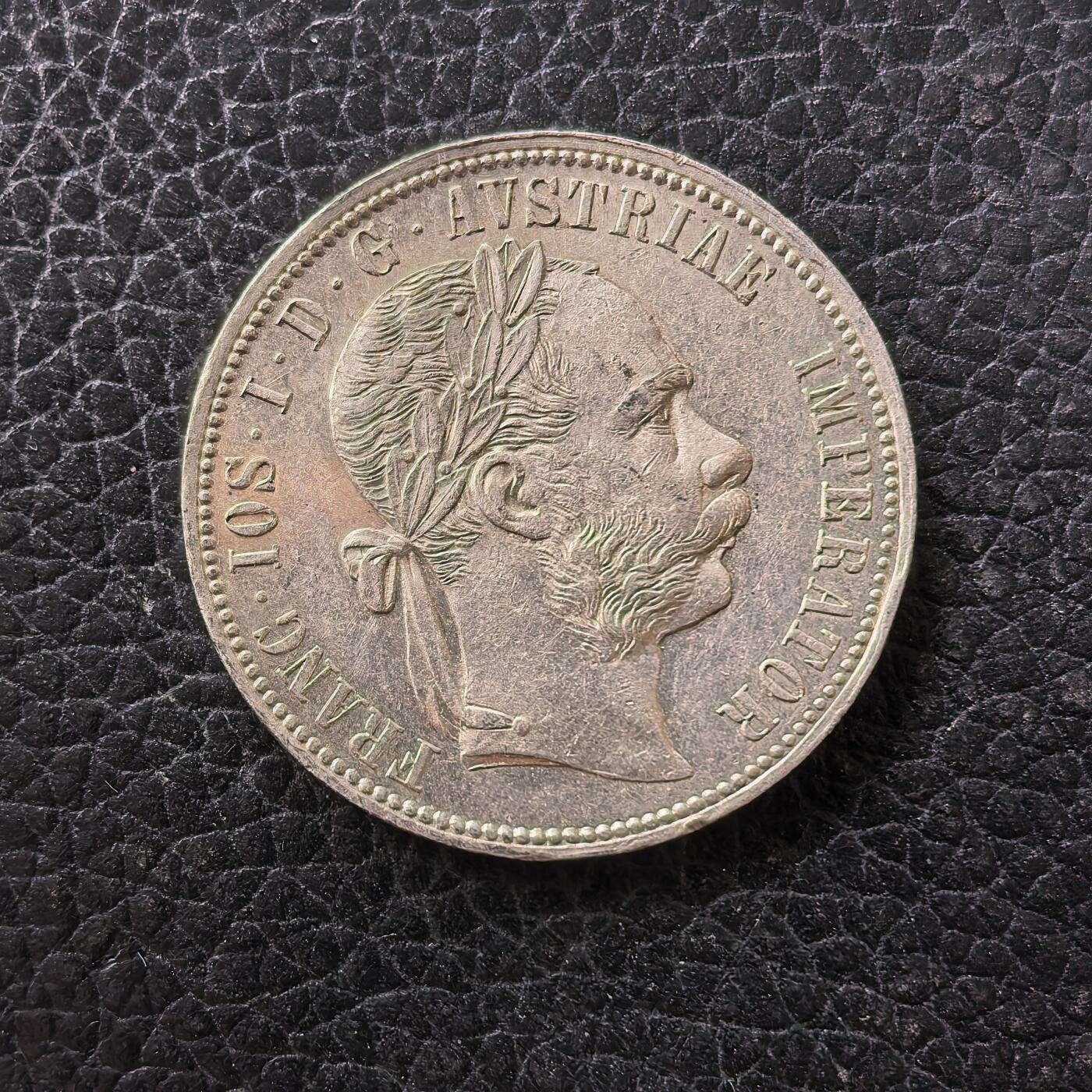 道一币馆币章第一百七十一场 奥匈帝国1885年弗兰兹一世双头鹰1福林银币  12g 900s