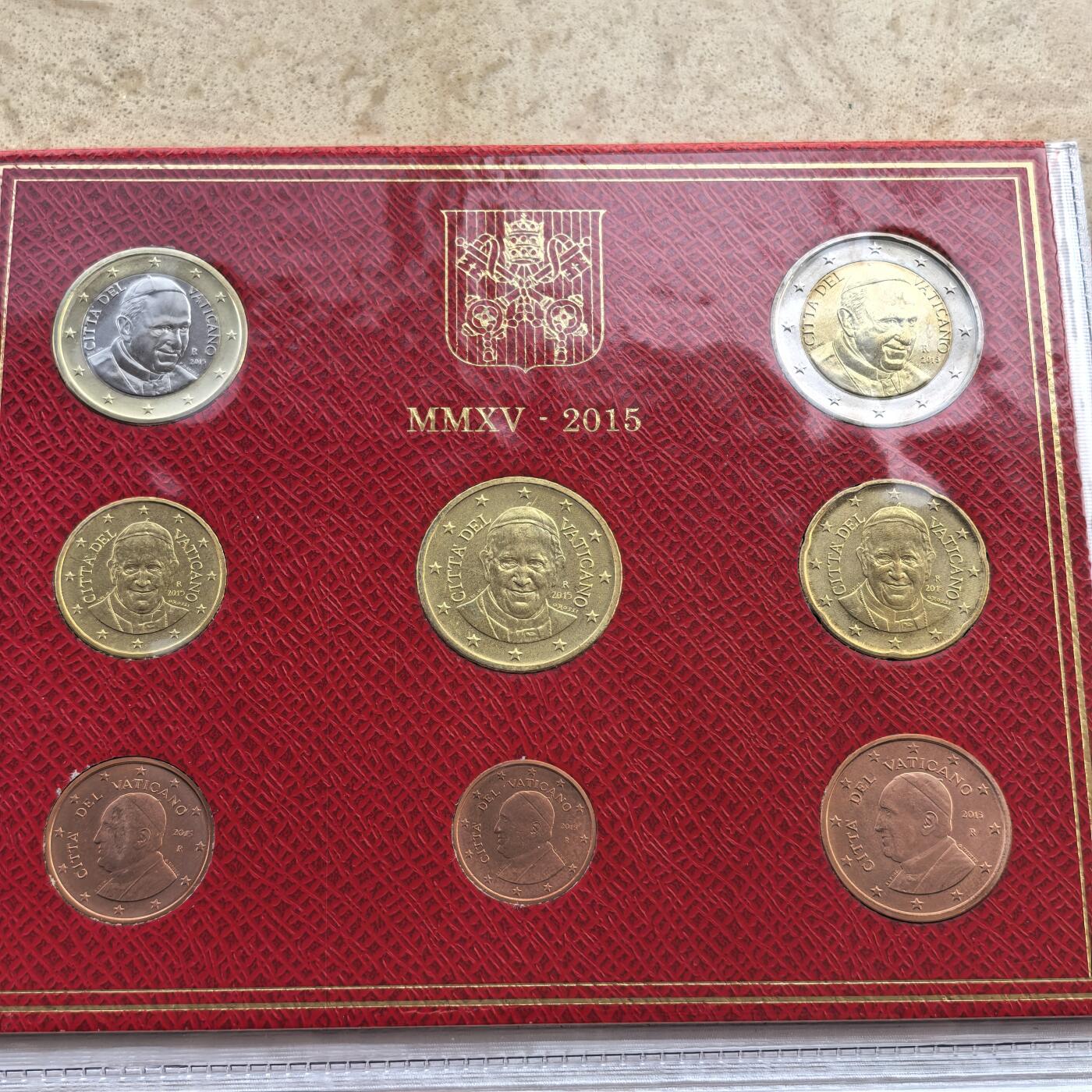 道一币馆币章第一百七十场 原包装 梵蒂冈2015年欧元套币八枚