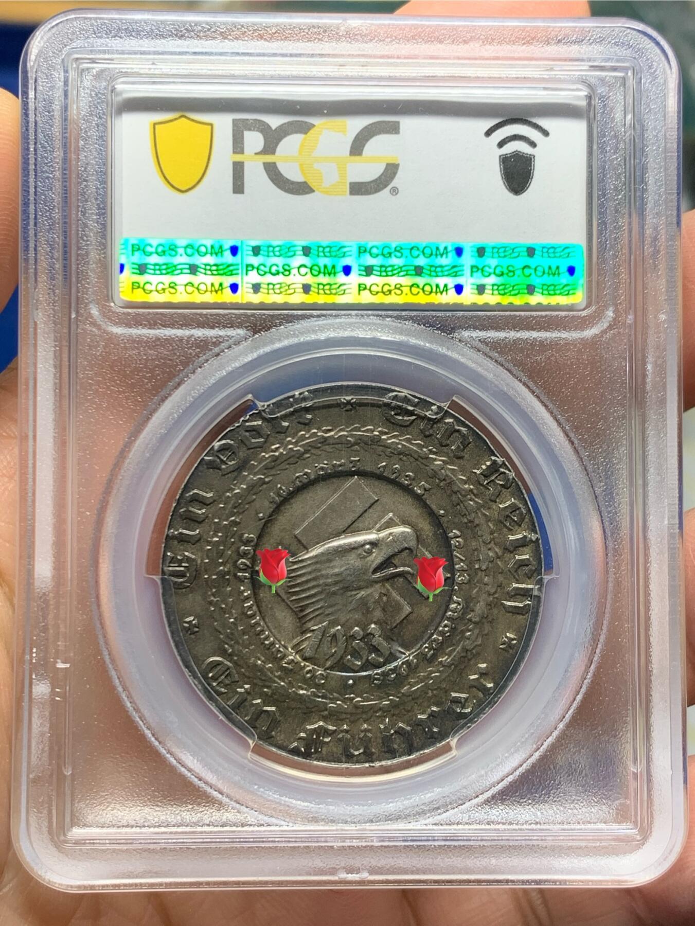 《竞宝斋》第473场 周日，周一 2场连拍 （全场包邮）欢迎送拍 PCGS SP62 1938年德国美术落榜生大事记纪念银章（C-101） 原味高浮雕matte工艺 难得深彩包浆 加厚盒