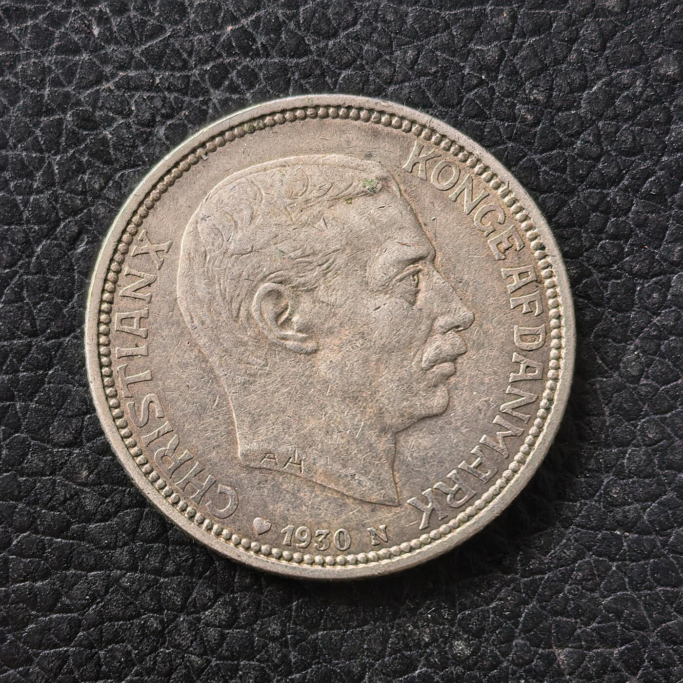 道一币馆币章第一百七十一场 丹麦1930年克里斯蒂安十世60大寿2克朗银币 15g 800S 