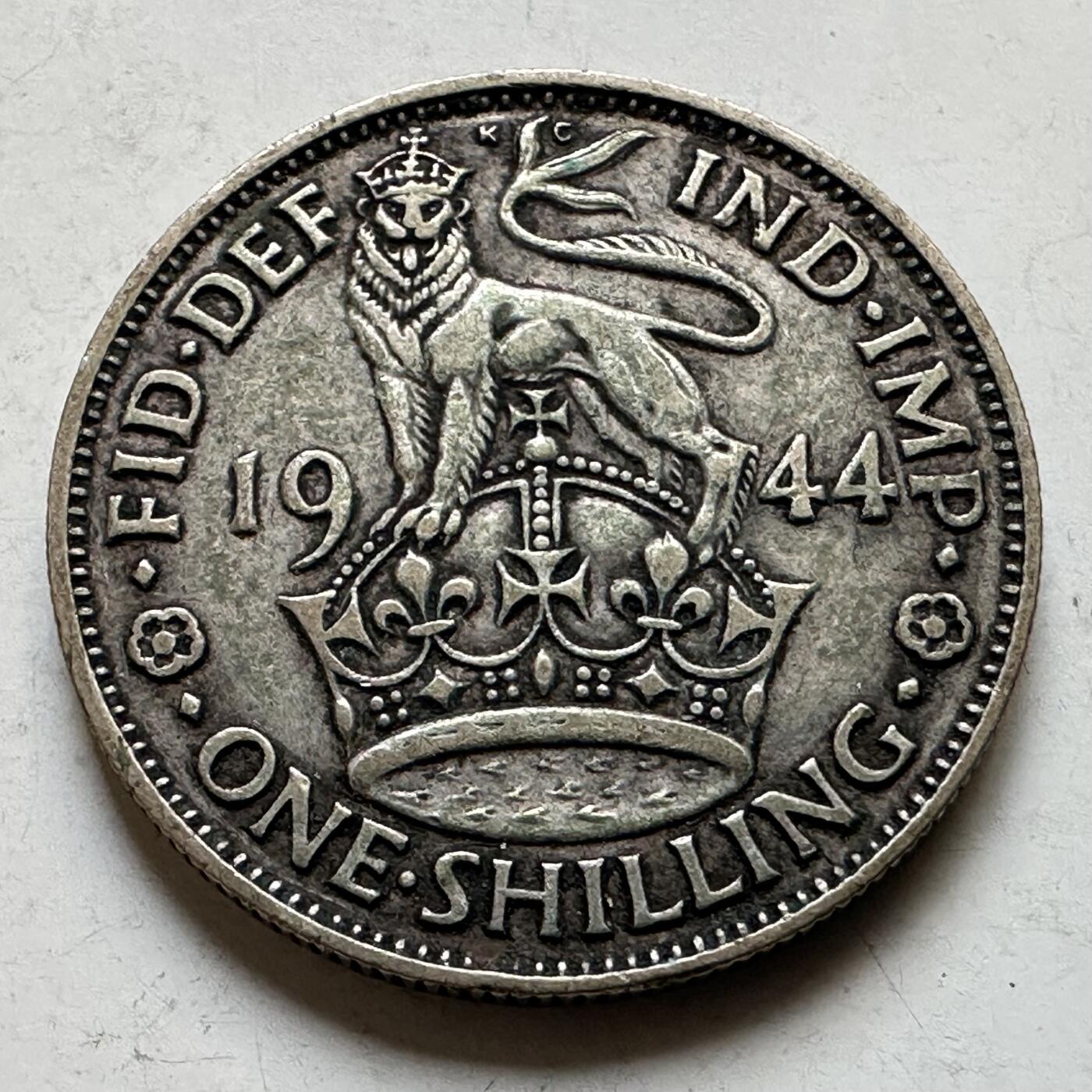 🌹外币初藏🌹🐯2026年第34场   每周二四六晚8️⃣点 接代拍 英国1944年乔治六世 1先令银币 5.66g 23.5mm 50%银 b