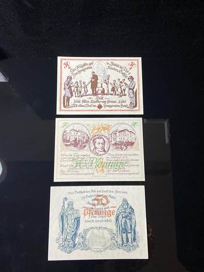 2026年第三十七场(总第二百零六场）德紧纸币特拍场(佣金3%，最低1元) - 德紧纸币–德国下萨克森州索塔市（Stadt Soltau，标注  Sotta  为方言/旧称拼写）50芬妮三枚套票
