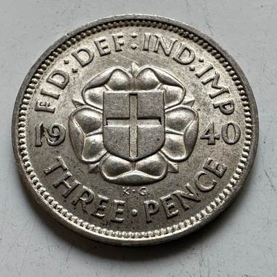 🌹外币初藏🌹🐯2026年第34场   每周二四六晚8️⃣点 接代拍 - 英国1940年乔治六世 3便士银币 1.41g 16.0mm 50%银