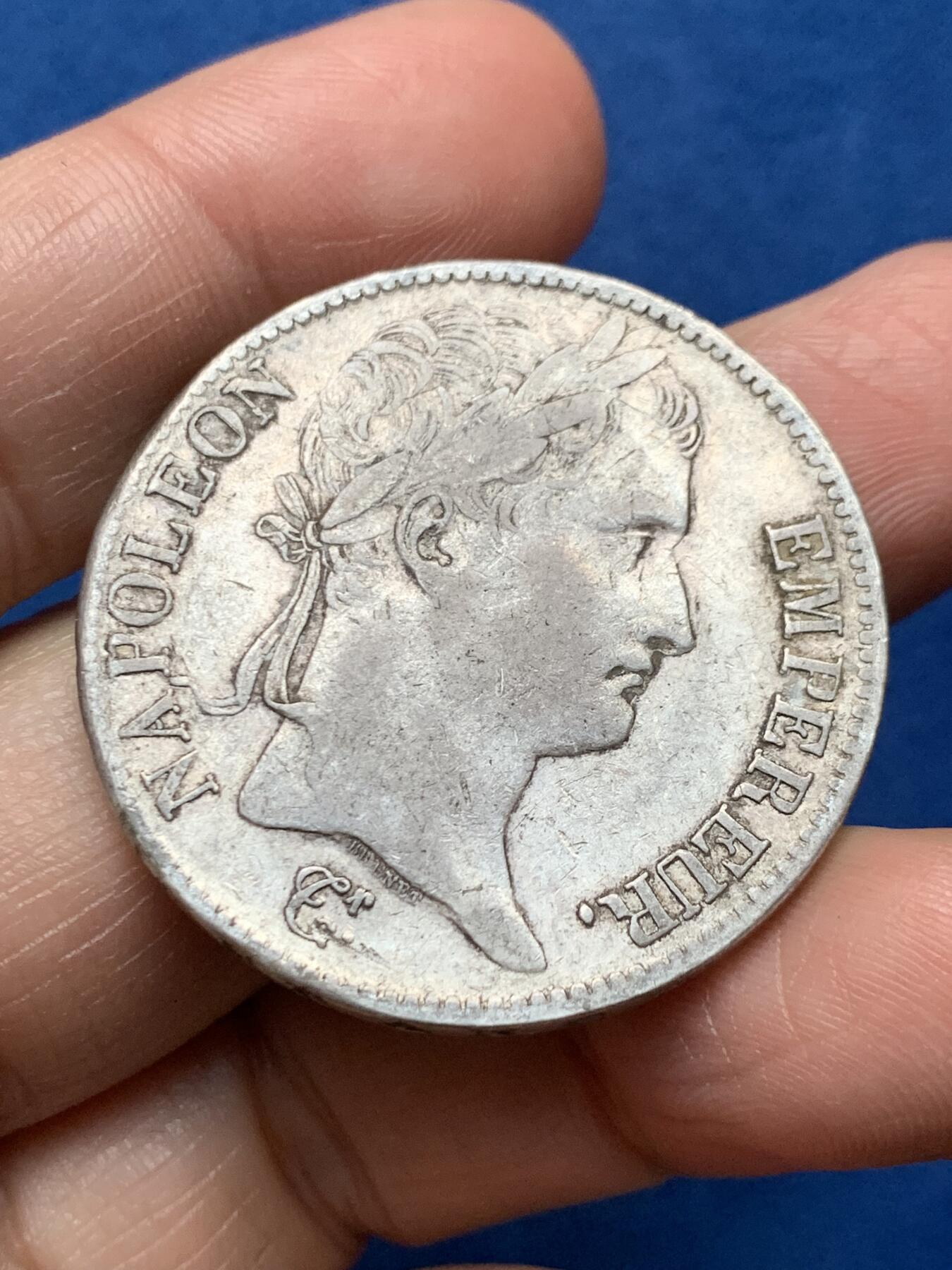 《竞宝斋》第473场 周日，周一 2场连拍 （全场包邮）欢迎送拍 法国1812年T版拿破仑一世5法郎大银币，南特造币厂