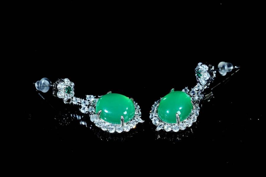 上海都达杂项专场五十八【全场包邮】   天然绿玛瑙耳环一对93-91