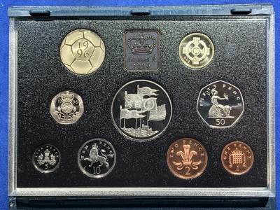 《竞宝斋》第473场 周日，周一 2场连拍 （全场包邮）欢迎送拍 - 英国 1996年 1便士-5镑 9枚官方精制套币 盒证齐全 细节见图