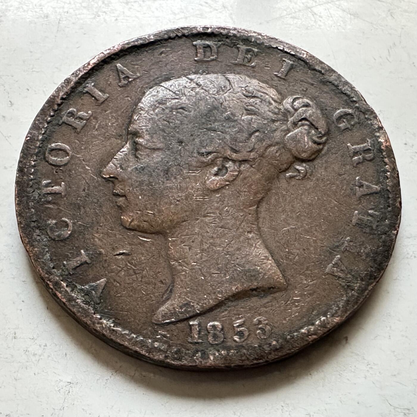 🌹外币初藏🌹🐯2026年第34场   每周二四六晚8️⃣点 接代拍 英国1853年维多利亚 1/2便士铜币