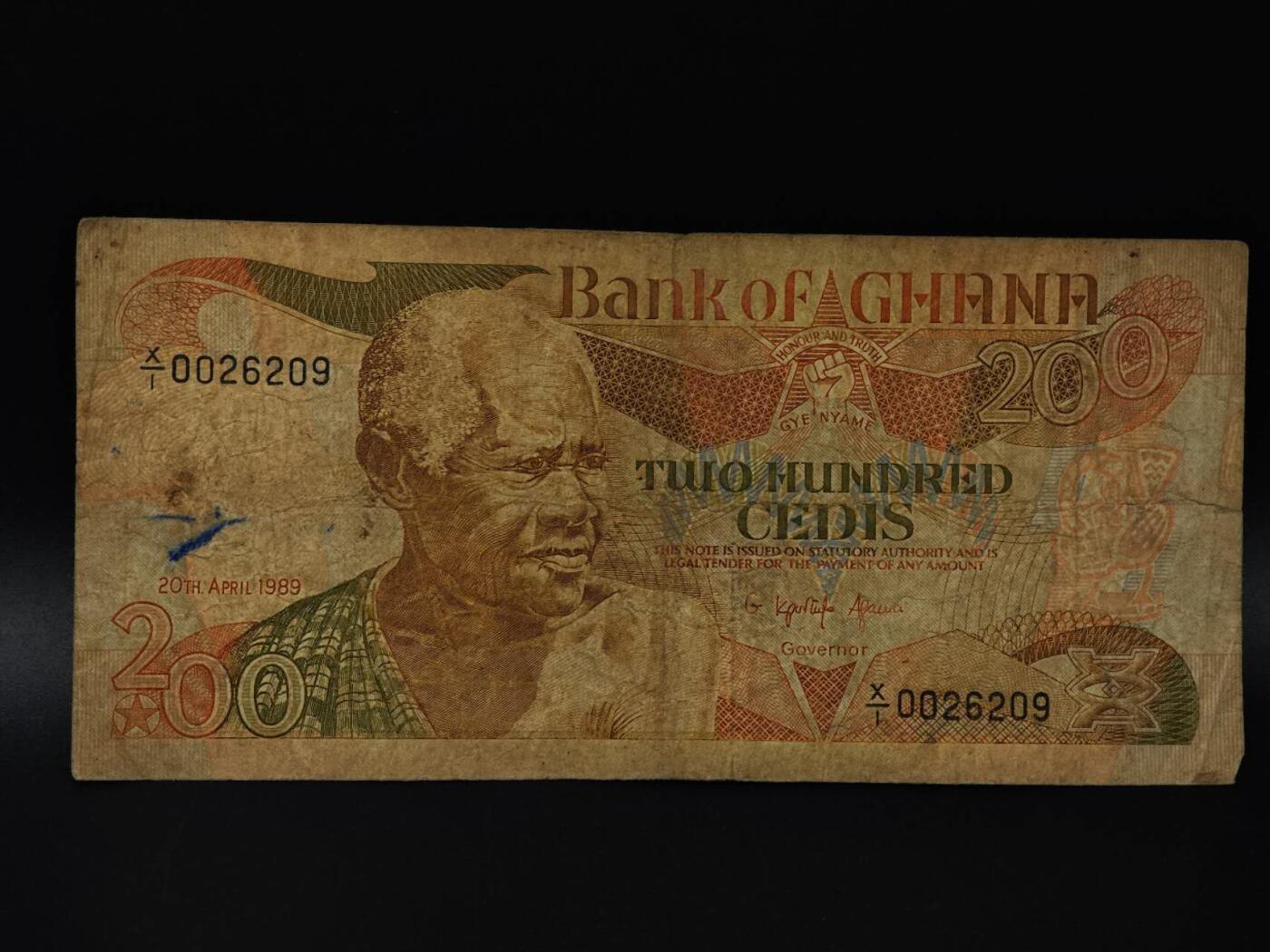  【淘币小摊】限时拍第八百八十四拍   纸币场    每周一统一发货 加纳200塞蒂纸币【有折】