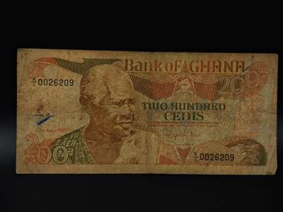  【淘币小摊】限时拍第八百八十四拍   纸币场    每周一统一发货 - 加纳200塞蒂纸币【有折】