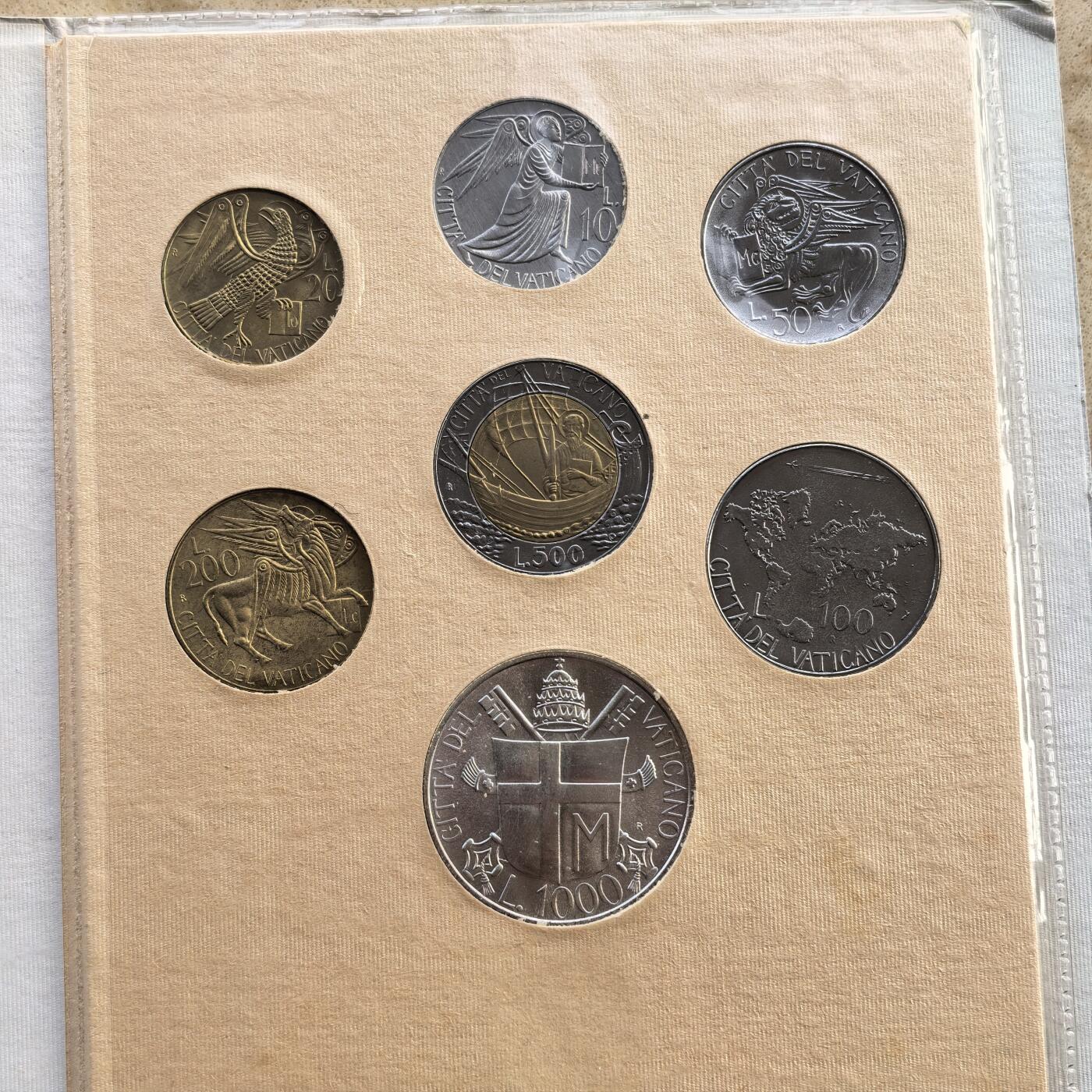 道一币馆币章第一百七十场 原包装 梵蒂冈1985年清年纪念套币七枚 含1000里拉银币
