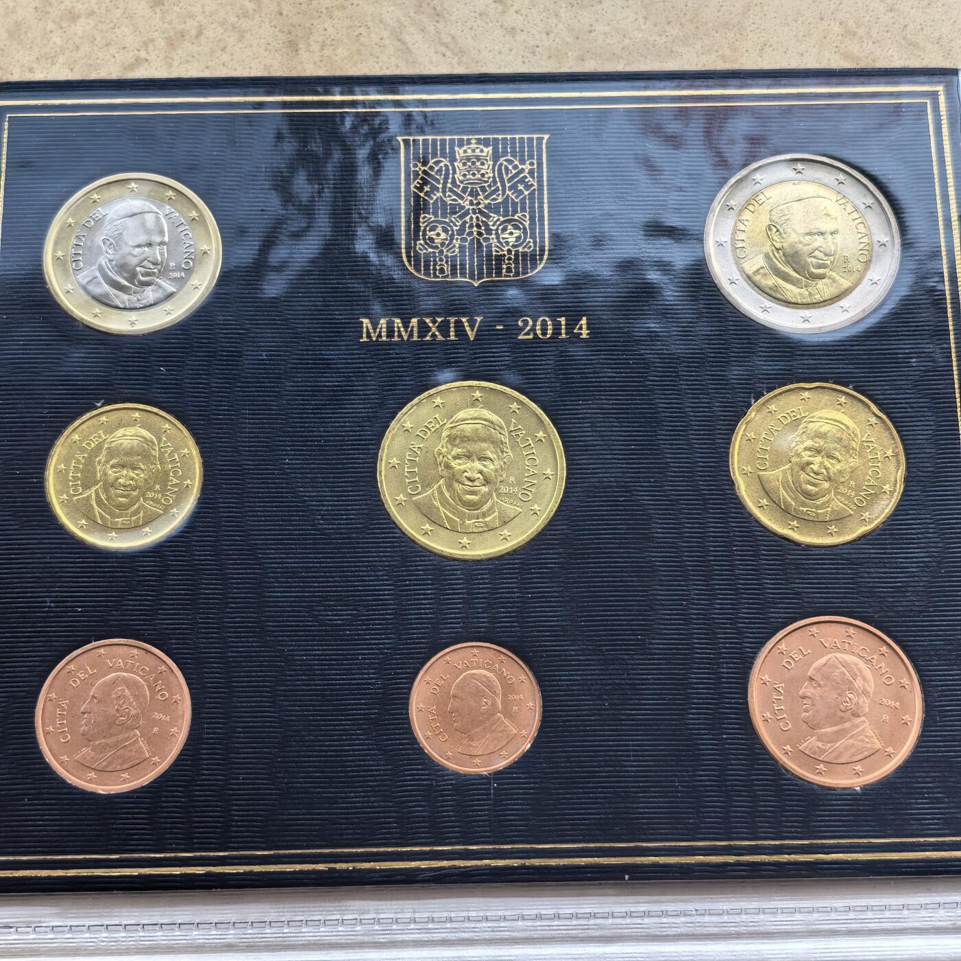道一币馆币章第一百七十场 原包装 梵蒂冈2014年欧元套币八枚