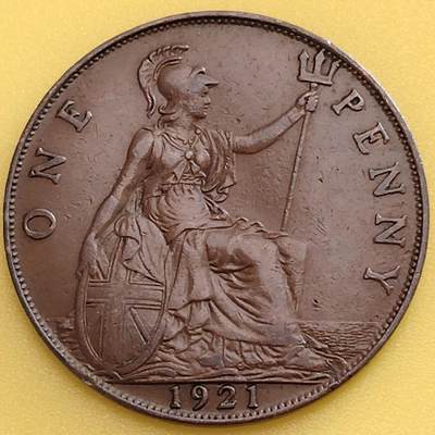 布加迪🐬～世界钱币(上海)🌾第 282 期 /  各国套币和散币 - 英国🇬🇧 1921年 1便士 乔治五世