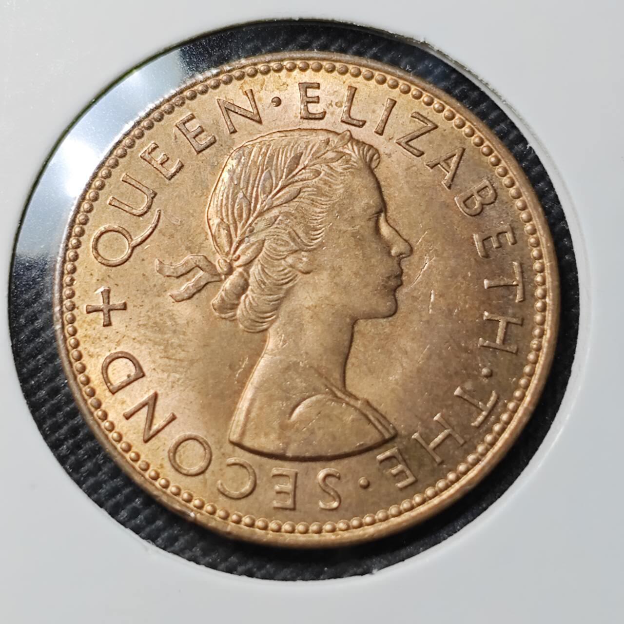 KK钱币收藏小铺   套币专场 2月预留时间 周末发货  1964新西兰半便士铜币 好品