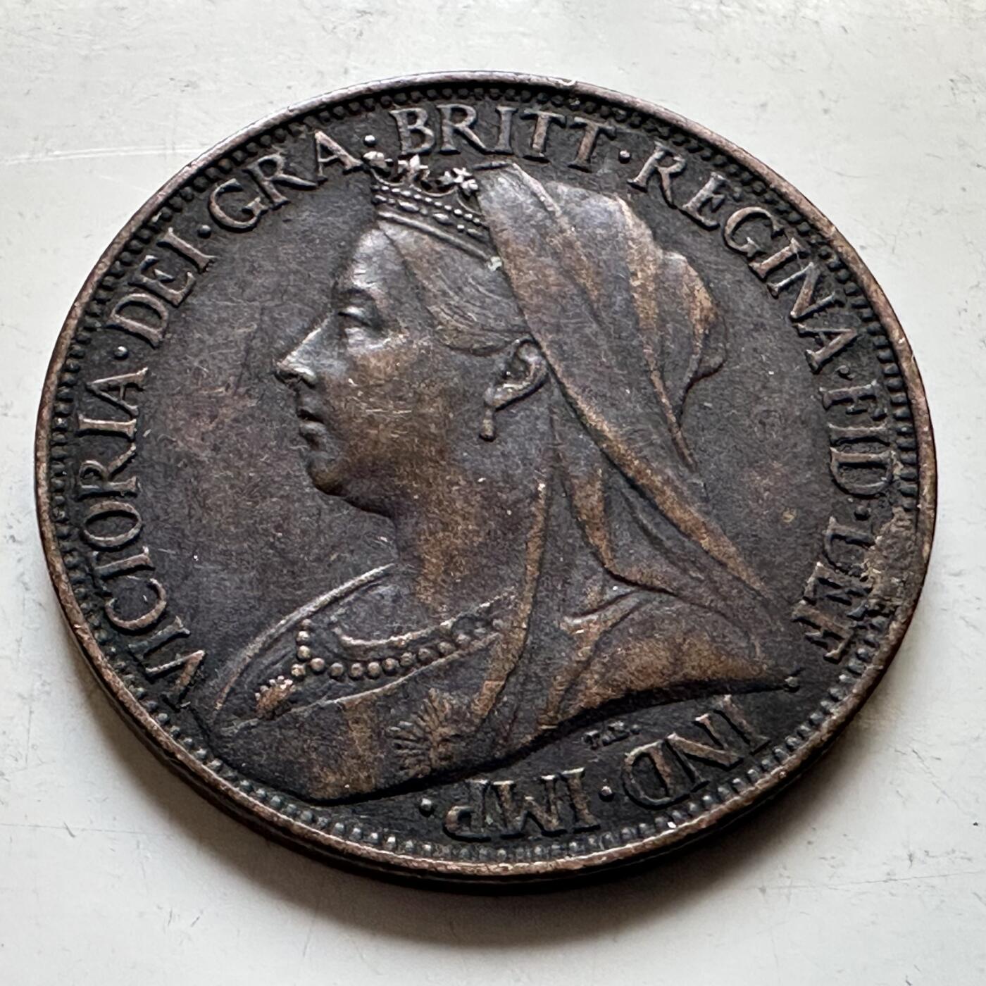 🌹外币初藏🌹🐯2026年第34场   每周二四六晚8️⃣点 接代拍  英国1901年维多利亚 1法新铜币（老年版）