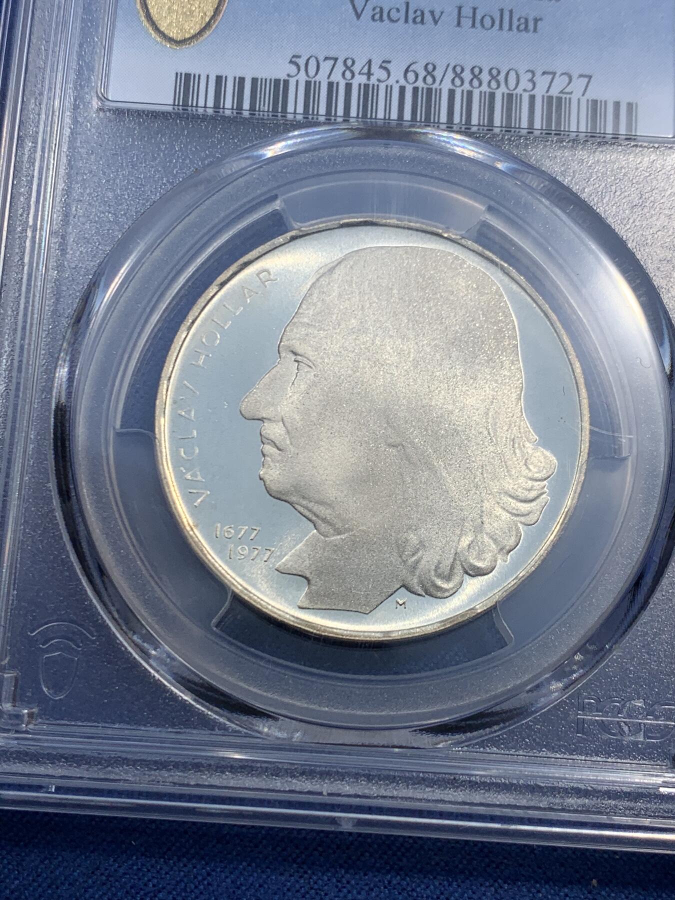 《竞宝斋》第473场 周日，周一 2场连拍 （全场包邮）欢迎送拍 PCGS PR68DCAM 捷克斯洛伐克 1977年 瓦茨拉夫·霍拉尔逝世300周年 精制银币 发行量仅5000枚