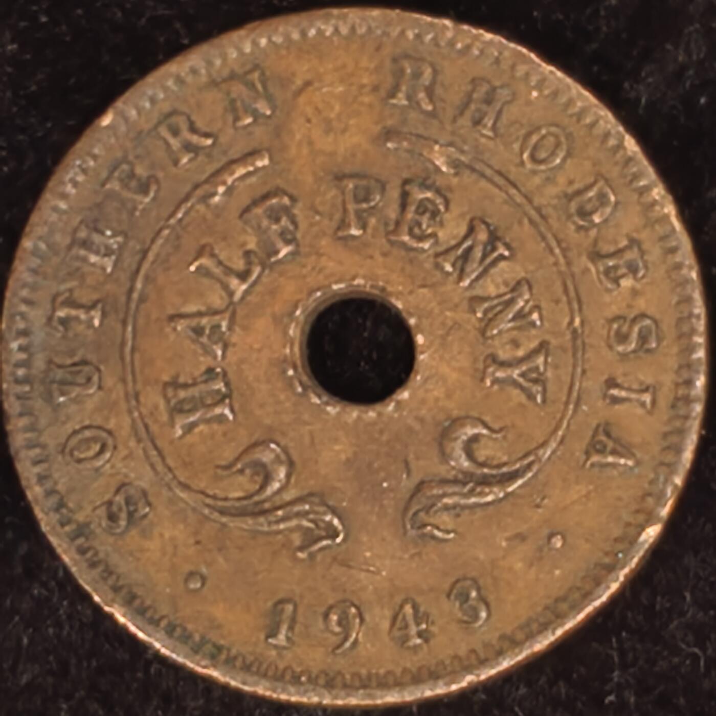 Krab外币市集Vol.27 南罗德西亚1943年1/2便士