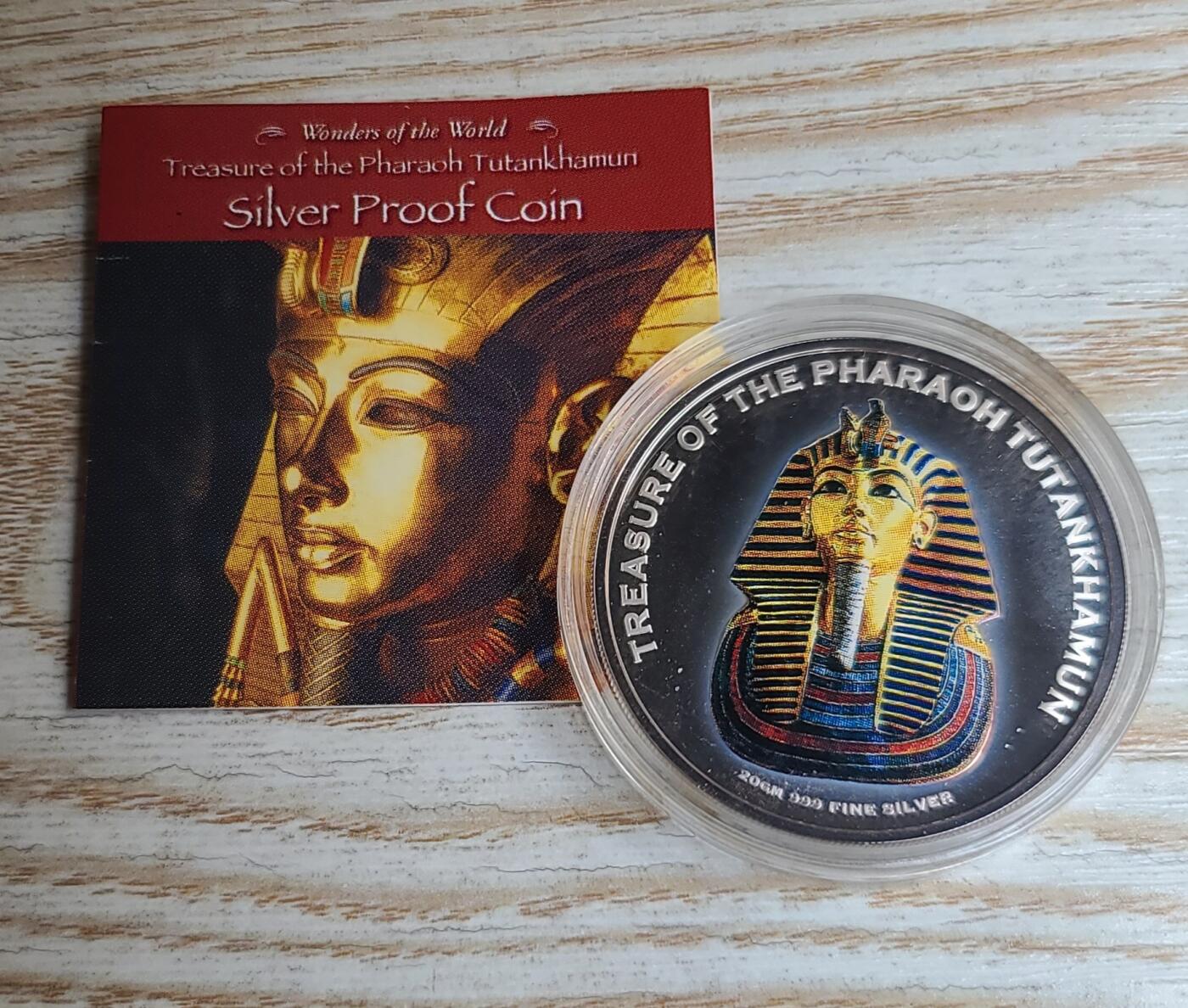 【币将精彩】世界钱币拍卖（2026-4-1） 柬埔寨2004年法老图坦卡蒙彩色银币带证书包装有氧化密封盒