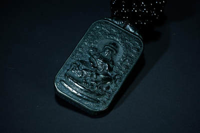 上海都达杂项专场五十八【全场包邮】  - 天然和田玉青玉精雕《文殊菩萨》挂件93-219