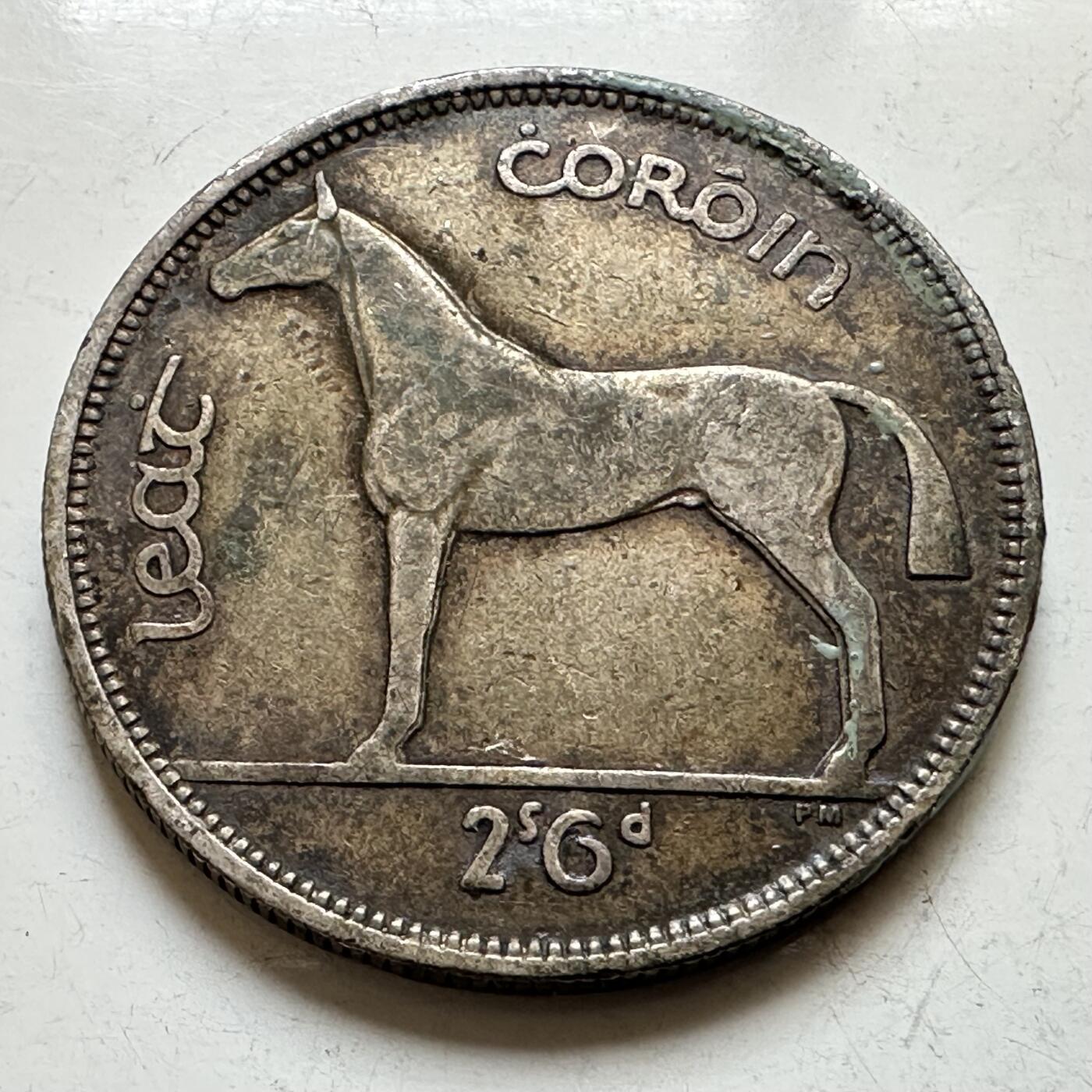 🌹外币初藏🌹🐯2026年第34场   每周二四六晚8️⃣点 接代拍 爱尔兰1939年 半克朗银币 2先令6便士 14.14g 32.4mm 75%银