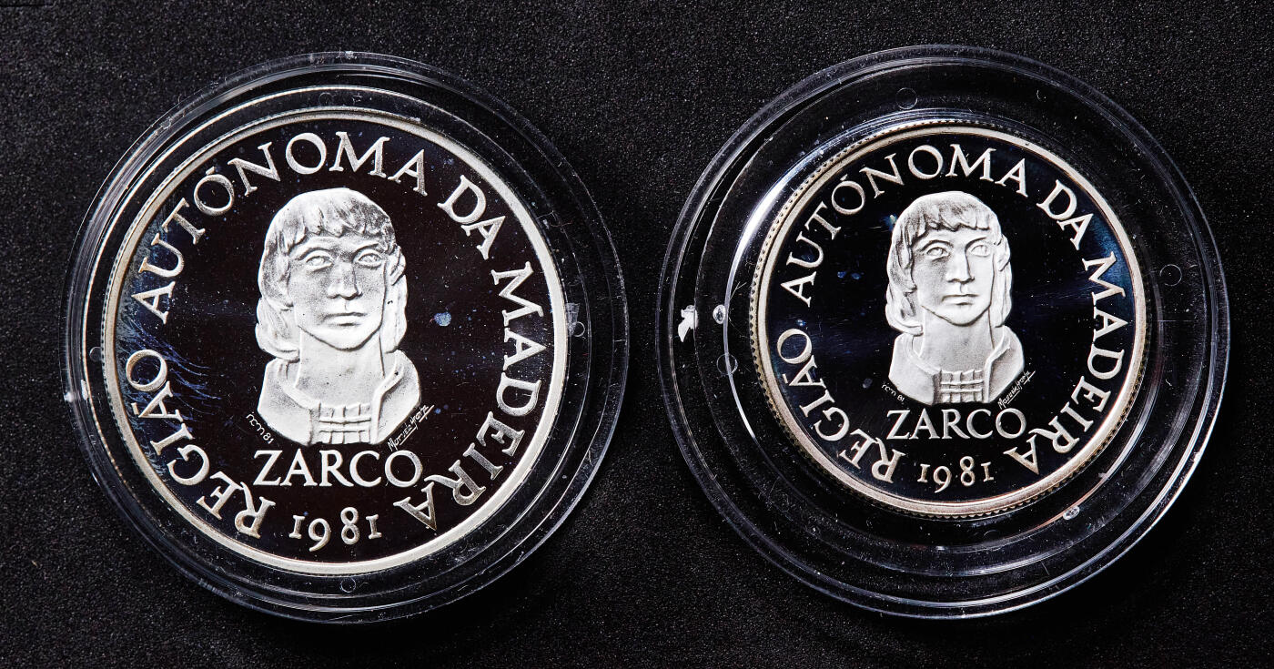 【俄甄集藏】2026年(050)04-01星期三 晚 19:30 全场包邮 葡萄牙1981年纪念马德拉群岛自治区25、100埃斯库多精制银币2枚套，原盒，重量：11克/16.5克，925银，发行量20000套，少见品种