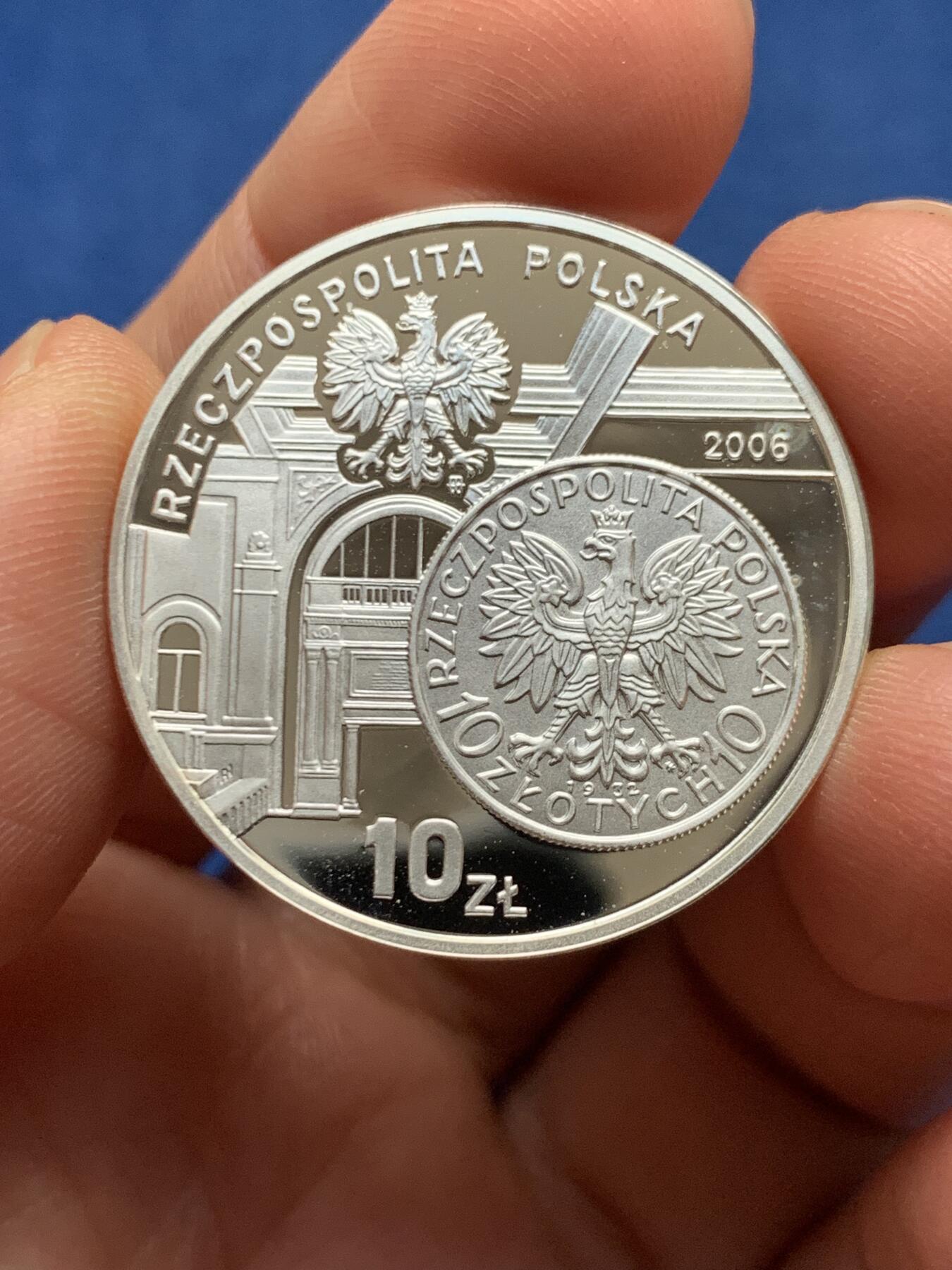 《竞宝斋》第473场 周日，周一 2场连拍 （全场包邮）欢迎送拍 波兰2006年兹罗提的历史10兹罗提精制银币 14.2克 925银