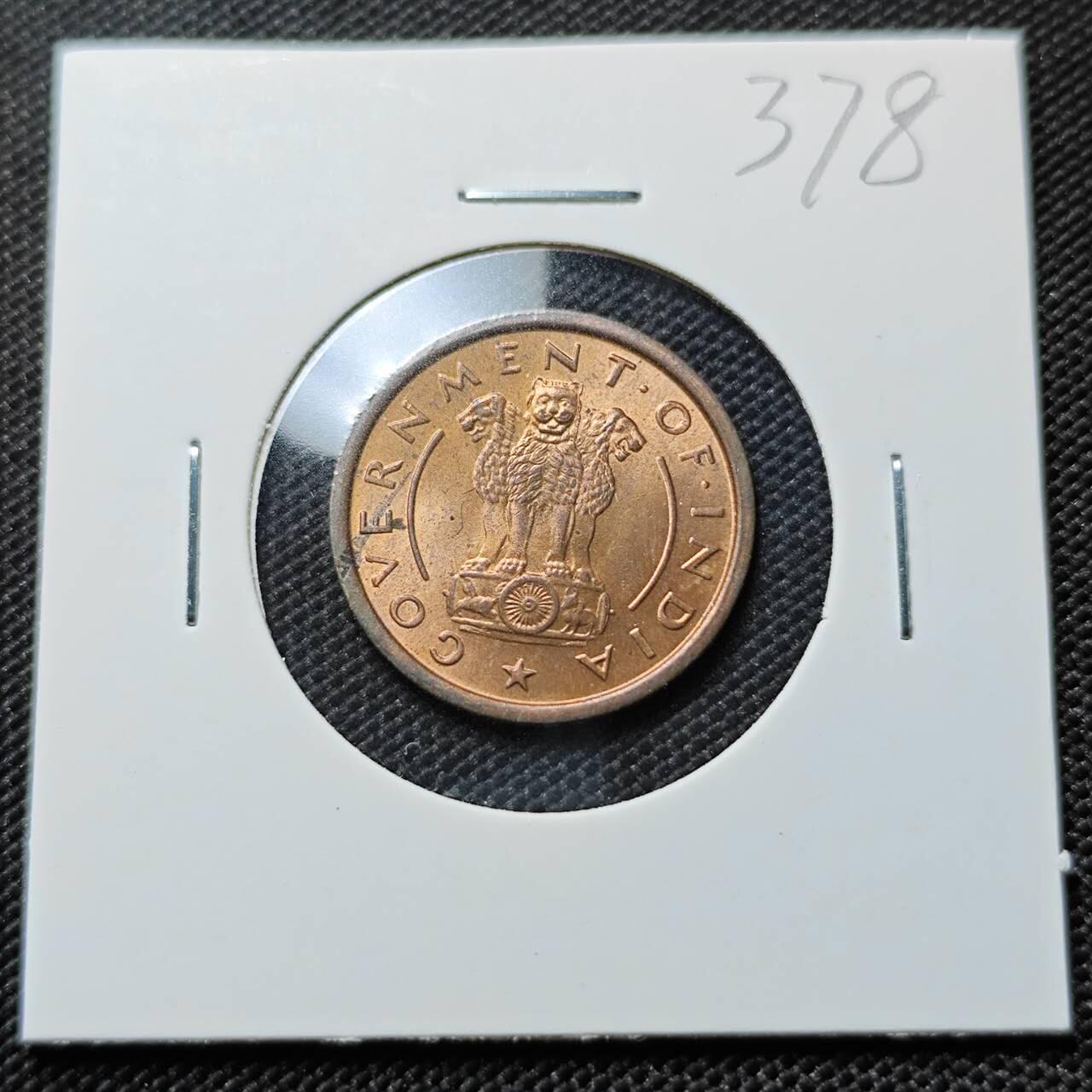 KK钱币收藏小铺   套币专场 2月预留时间 周末发货  1952印度1派沙 小马铜币 好品