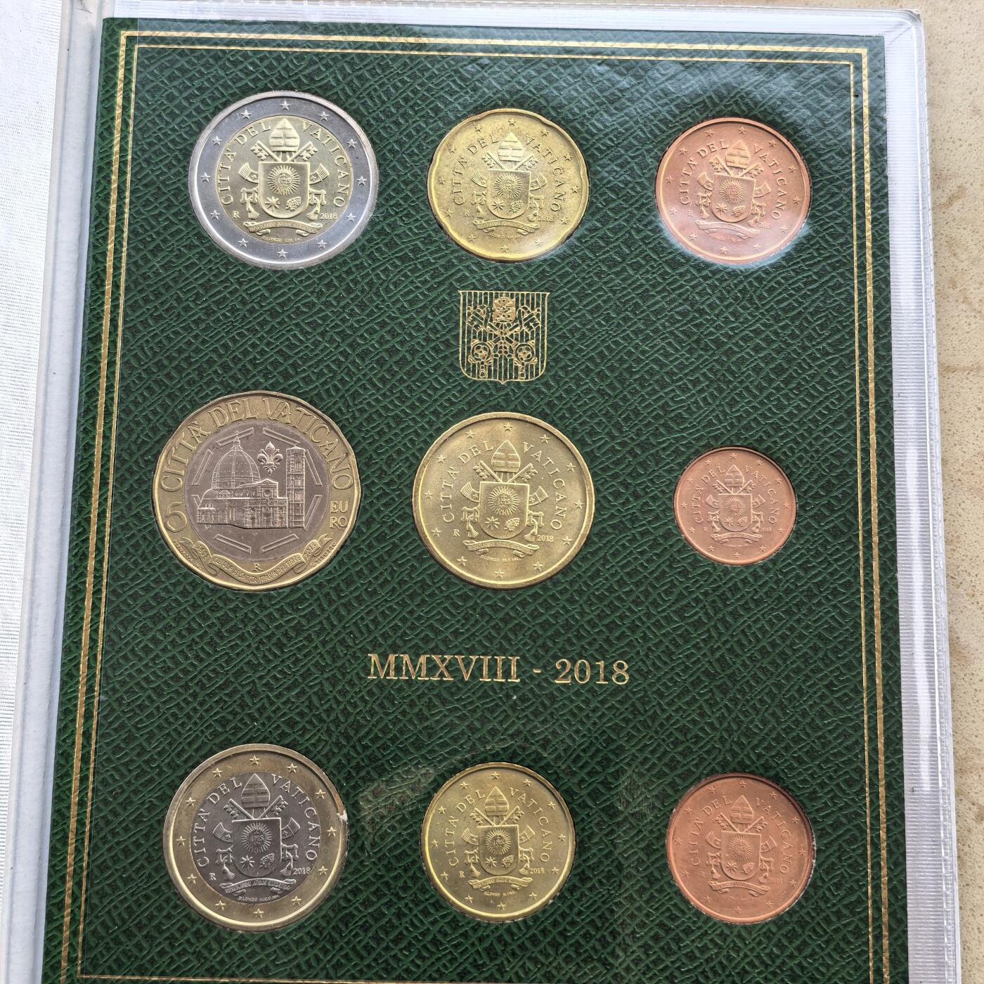 道一币馆币章第一百七十场 原包装 梵蒂冈2018年欧元套币九枚 含5欧元纪念币