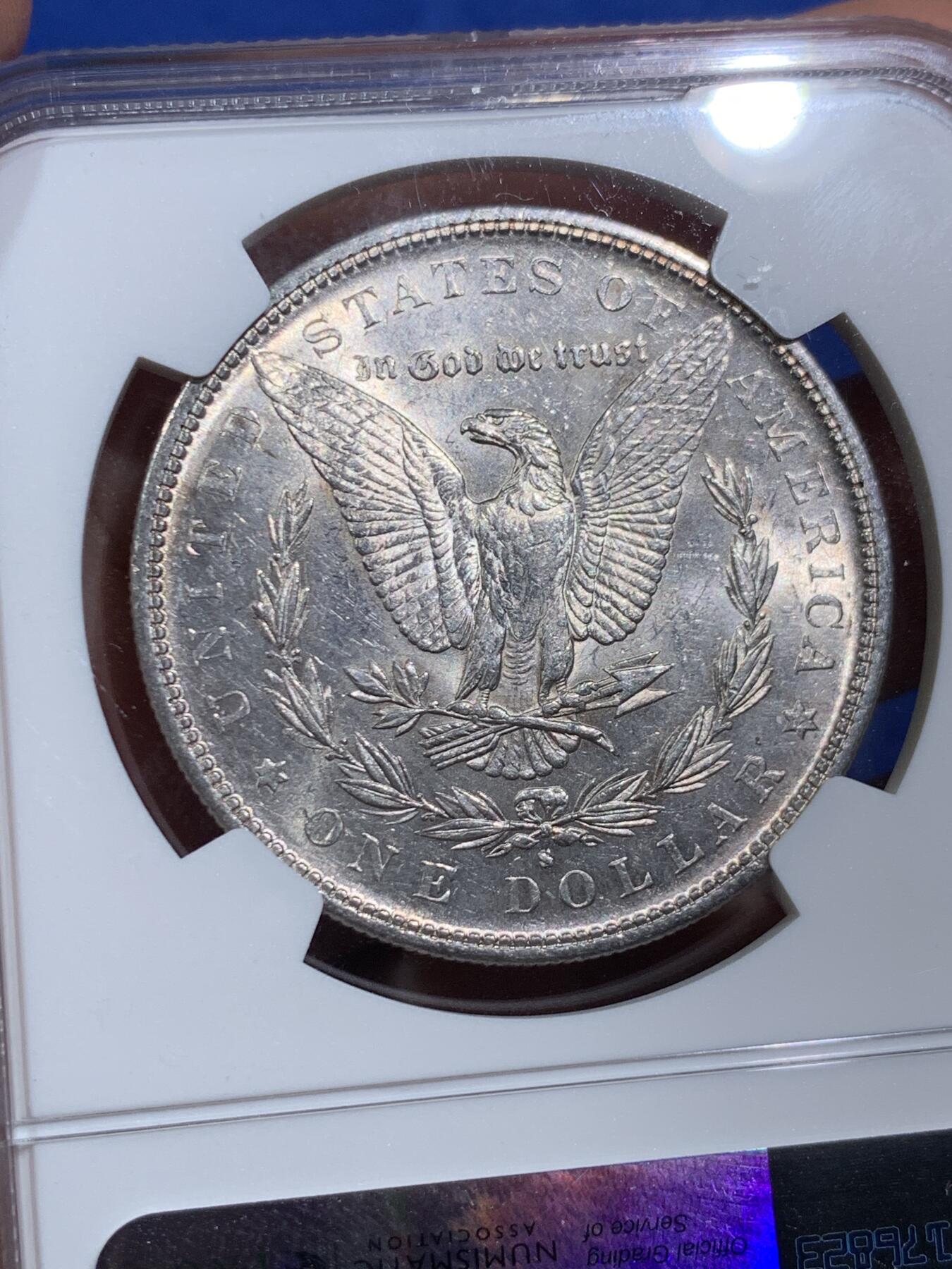 《竞宝斋》第473场 周日，周一 2场连拍 （全场包邮）欢迎送拍 NGC AU58 美国1882年摩根1美元银币