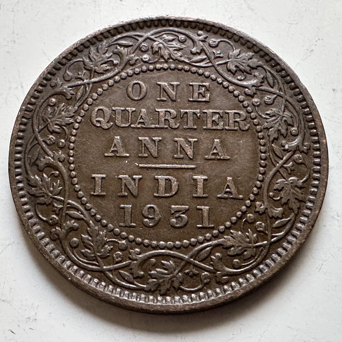 🌹外币初藏🌹🐯2026年第34场   每周二四六晚8️⃣点 接代拍 英属印度1931年乔治五世 1/4安娜铜币