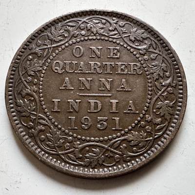 🌹外币初藏🌹🐯2026年第34场   每周二四六晚8️⃣点 接代拍 - 英属印度1931年乔治五世 1/4安娜铜币