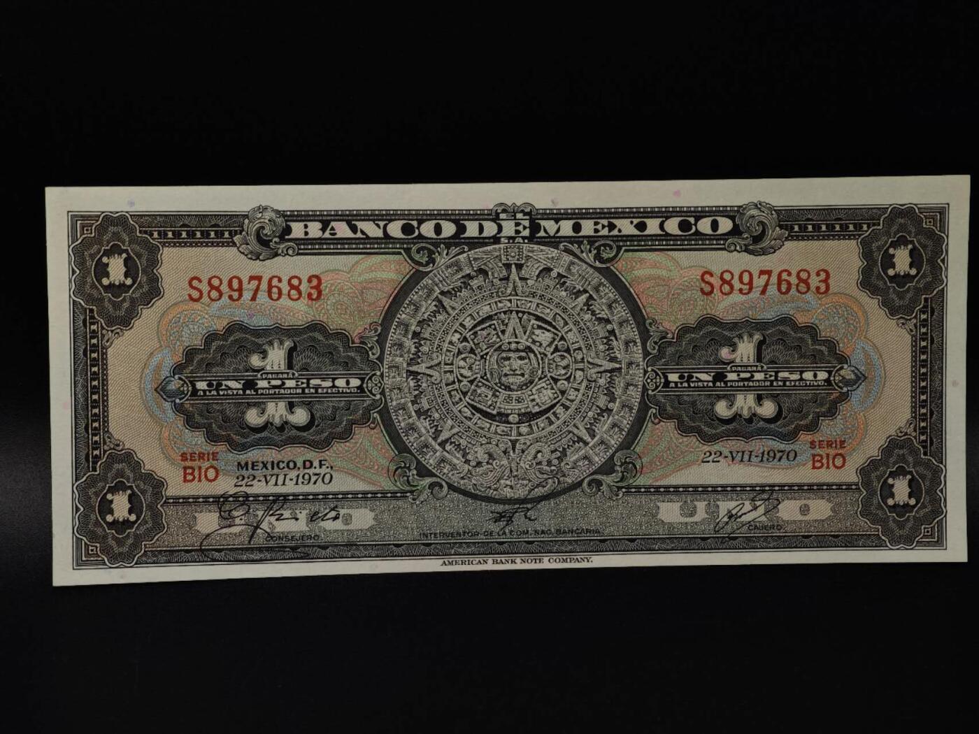  【淘币小摊】限时拍第八百八十四拍   纸币场    每周一统一发货 墨西哥1970年1比索纸币