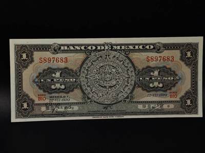  【淘币小摊】限时拍第八百八十四拍   纸币场    每周一统一发货 - 墨西哥1970年1比索纸币