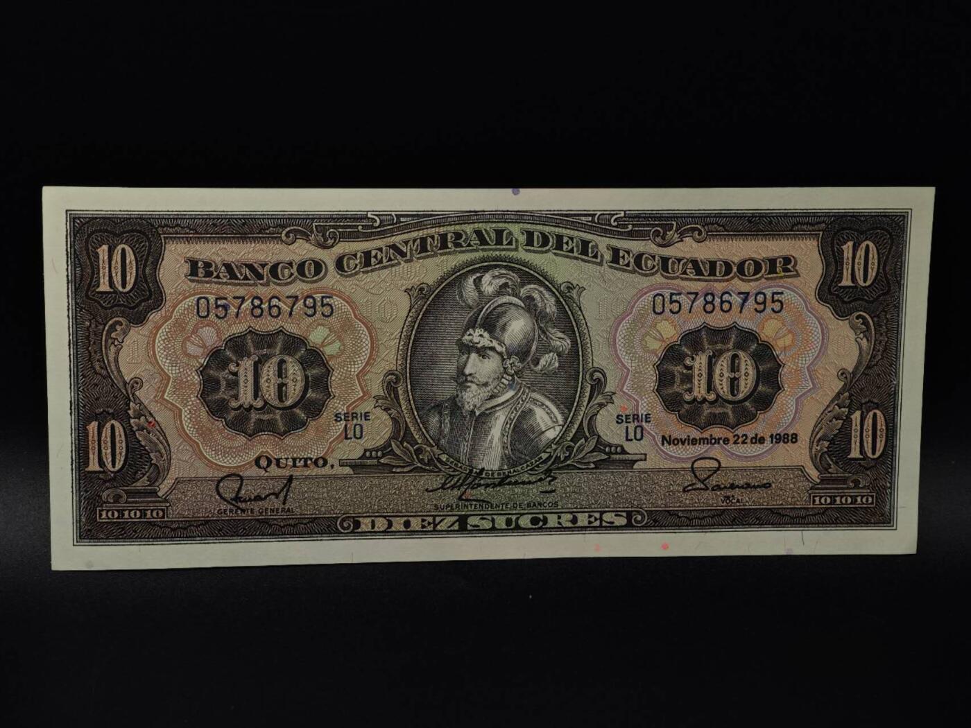  【淘币小摊】限时拍第八百八十四拍   纸币场    每周一统一发货 厄瓜多尔10苏纸币