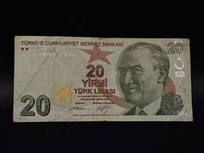  【淘币小摊】限时拍第八百八十四拍   纸币场    每周一统一发货 - 土耳其20里拉纸币【有折】