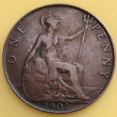 布加迪🐬～世界钱币(上海)🌾第 282 期 /  各国套币和散币 - 英国🇬🇧 1907年 1便士 爱德华七世～2